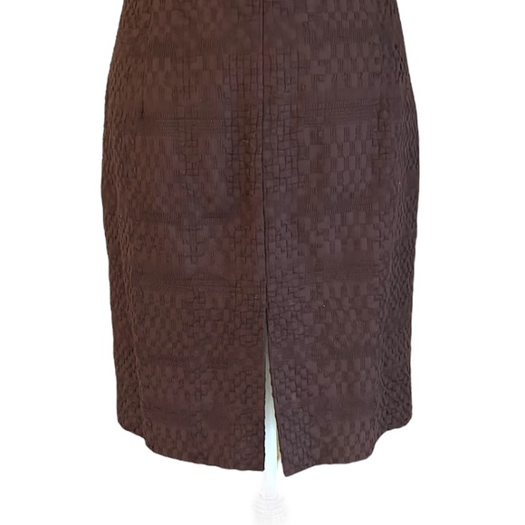 Milly of New York Brown Woven Textured Gold Button Detail Pencil Skirt - 8 - Picture 9 of 13